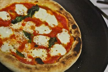 A Neapolitan style pizza made at home.